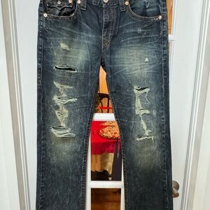 True Religion Dark Blue Distressed Jeans